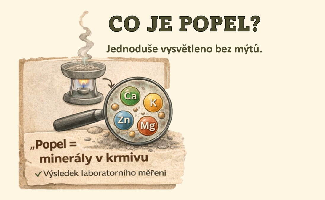 Co znamená popel v krmivu – infografika vysvětlující minerální látky v krmivu pro psy a kočky